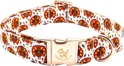 Miniatura 55 de Elegant Little Tail - Collar para perro de otoño, collar floral naranja duradero para perros medianos, ajustable para mascotas macho o hembra