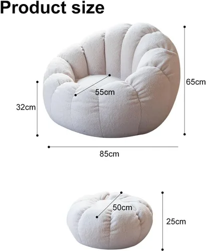 Miniatura 2 de Funda para silla de puf de pétalos de peluche, sofá Lazy Sack suave (sin frijoles) para niños, adultos, parejas, relleno de puf, espuma