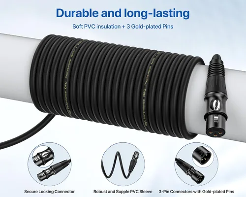 Miniatura 3 de XLR Cables 3 pies 4 paquetes – Cable de micrófono macho a hembra con 3 pines equilibrados XLR cables de altavoz XLR cable de micrófono