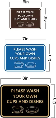 Miniatura 7 de Letrero clásico enmarcado con texto en inglés «Please Wash Your Own Cups and Dishes» (oro cepillado), pequeño