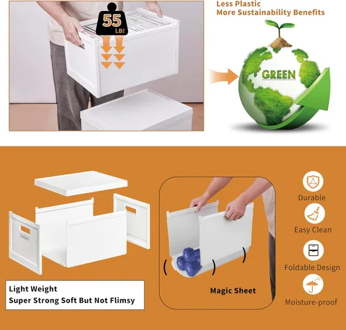 Miniatura 3 de Seseno Caja organizadora de archivos con tapa, organizador universal de archivos colgantes, caja de carpetas de archivos de tamaño carta/legal