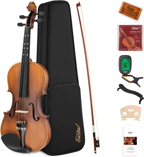 Miniatura 8 de Eastar - Violín 3/4 para principiantes, kit de violines para estudiantes, violín con estuche rígido, resina colofonia, soporte para hombro, arco