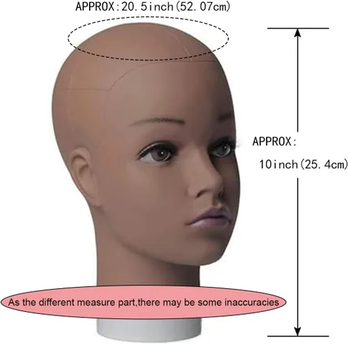 Miniatura 3 de HAIRWAY Cabeza de maniquí femenina, soporte de maniquí de cosmetología, cabeza de maniquí para pelucas, maniquí de muñeca para hacer pelucas y Marrón