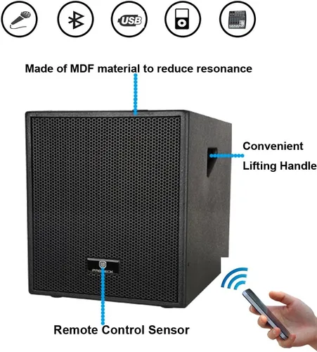 Miniatura 2 de PRORECK Club AB - Sistema de altavoces PA de 12 pulgadas con sistema de altavoces PA alimentados con Bluetooth/USB/tarjeta SD/control remoto