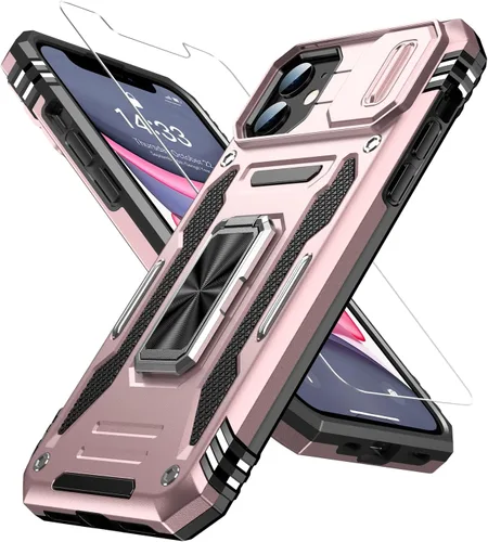 Miniatura 21 de MERRO Funda para iPhone 13 Pro con protector de pantalla, protección de cámara deslizante, funda resistente de grado militar con soporte magnético