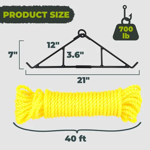 Miniatura 2 de Highwild Juego de gambrel y kit de elevación con poleas y cuerda - Kit para colgar ciervos máximo a 700 libras