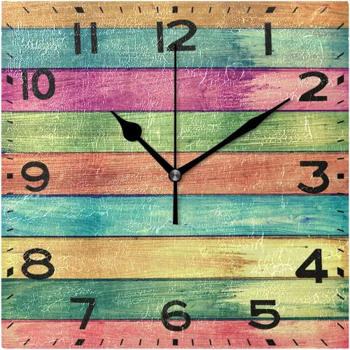 Miniatura 15 de Naanle Reloj de pared cuadrado con estampado de rocas en 3D, 8 pulgadas, funciona con pilas, reloj de escritorio analógico silencioso de cuarzo