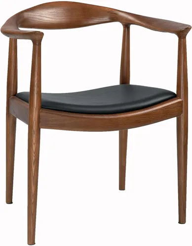 Kennedy - Sillón de comedor moderno de mediados de siglo, silla Kennedy tapizada de poliuretano, sillón de madera de fresno para sala de estar, Nogal