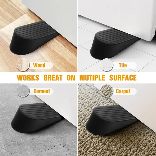 Miniatura 5 de Crosize Tope de Puerta Negro Extra Grande, Alto 1.9 Pulgadas, Tope de Puerta Grande para Piso de Goma, Cuña Tope de Puerta, Espacios de Puerta