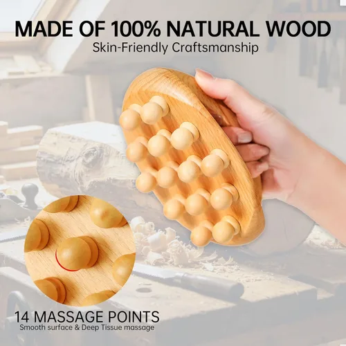 Miniatura 5 de Herramientas de masaje de terapia de madera, herramienta de masaje de celulitis, cepillo corporal de masaje de madera, alivio de la picazón