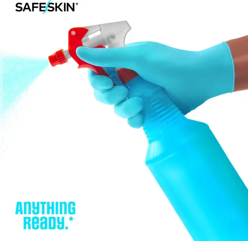 Miniatura 4 de SAFESKIN Guantes desechables de nitrilo en paquete POP-N-GO (50 o 200 unidades) de servicio mediano, sin polvo, limpieza, jardinería, manualidades