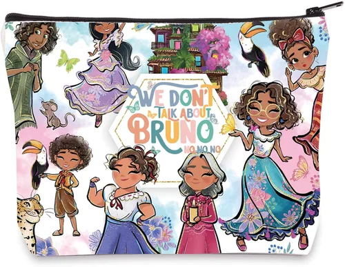 LEVLO We Don't Talk About Bruno Bolsa de cosméticos The Magic Family Fans Gift Magic Fairy Tales Makeup Zipper Bag Bag, Acerca de Bruno, Bolsa de