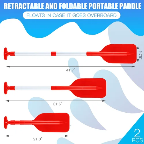 Miniatura 2 de Tradder 2 remos telescópicos plegables para kayak, remo de 21.3 a 41.7 pulgadas, remo de plástico de aluminio, remo de longitud ajustable para Rojo