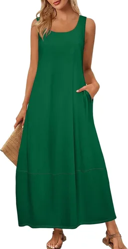 Miniatura 6 de Vestidos de iglesia para mujer 2025, casual, holgado, sin mangas, largo, fluido, vestido de verano con bolsillos