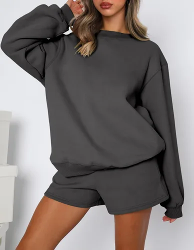 Miniatura 4 de Angerella Sudaderas de manga larga para mujer, estilo casual, cuello redondo, ajuste holgado, sudadera con capucha de forro polar para otoño