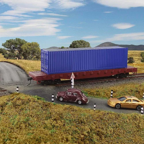 Miniatura 4 de 3pcs HO Escala sin decorar 40 ' (pies) Contenedores de envío 1:87 Deep Bule acanalado Side Container C8740DB
