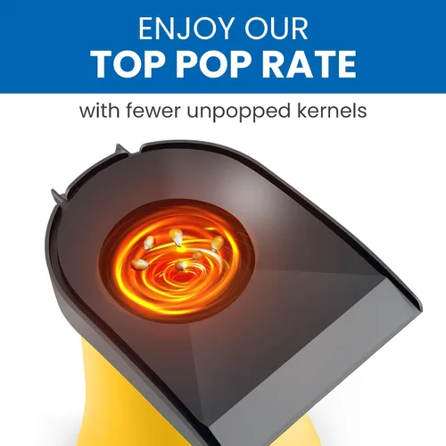 Miniatura 5 de Elite Gourmet - Máquina eléctrica para hacer palomitas de maíz con aire caliente rápido, 1300W con taza de medir y bandeja para derretir