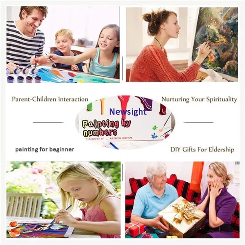 Miniatura 5 de Newsight Pintura al óleo de bricolaje por número para niños y adultos (16 x 20 pulgadas, color gato)