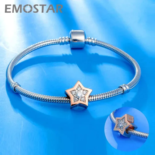 Miniatura 3 de Rose Gold Valentines Day Charms fits European Bracelet, Couple Lovers Charms, My Wife Charm, Heartbeat, Star Crescent Moon Dangle, Knotted Heart