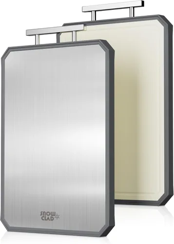 Miniatura 10 de Tabla de cortar extragrande, juego de tablas de cortar de acero inoxidable de doble cara para cocina, acero inoxidable/paja de trigo pp, tabla