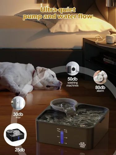 Miniatura 3 de Kastty Fuente de agua para perros de 2 galones, fuente ultra grande y ancha para mascotas, sin BPA, fuente premium para gatos con 5 filtraciones