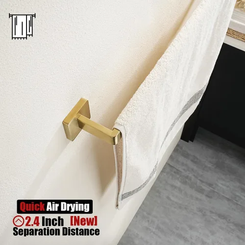 Miniatura 3 de JQK Barra de Toalla Dorada, Toallero de 32.36 Pulgadas con Bordes Redondeados, Montaje en Pared de Acero Inoxidable 304 para Baño, Longitud Útil