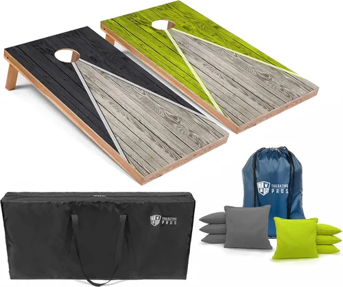 Miniatura 22 de Tailgating Pros Juego de tablero de Cornhole ligero con diseño piramidal con bolsas de frijoles y estuche de transporte, juego de cornhole