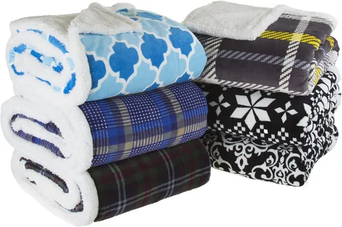 Miniatura 5 de Bedford Home Manta Sherpa de forro polar negro/blanco