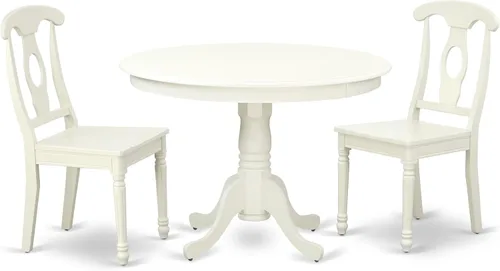 Miniatura 12 de East West Furniture HLKE3-BCH-LC Juego de mesa y sillas de cocina de 3 piezas contiene una mesa de comedor redonda con pedestal y 2 sillas tapizadas