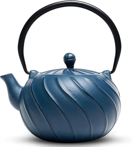 Miniatura 19 de Tetera, tetera japonesa de hierro fundido TOPTIER con infusor para hojas sueltas y bolsitas de té, tetera de hierro fundido segura para estufa Blanco