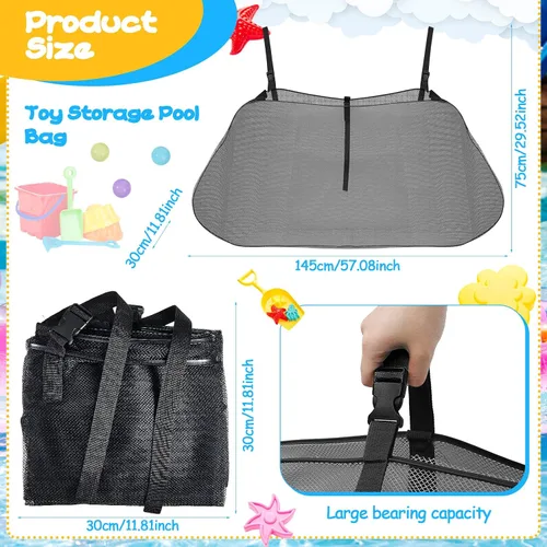 Miniatura 2 de Shappy Bolsa de almacenamiento para flotador de piscina, grande, ajustable, para colgar en la piscina, accesorios de playa, organizador de malla