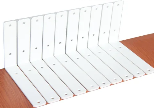 Miniatura 106 de Paquete de 12 soportes de estante en L de 8 pulgadas de largo x 6 pulgadas de alto x 1.5 pulgadas de ancho, 5 mm de grosor, soporte de estante en L