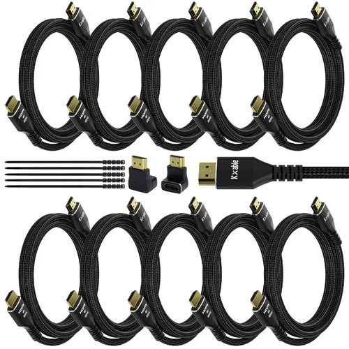 Miniatura 12 de Cable HDMI 4K de 2 pies (paquete de 3), cable HDMI 2.0 Ultra HD, conectores trenzados de nailon y chapados en oro, 4K @ 60Hz, 2K, 1080P, HDCP 2.2