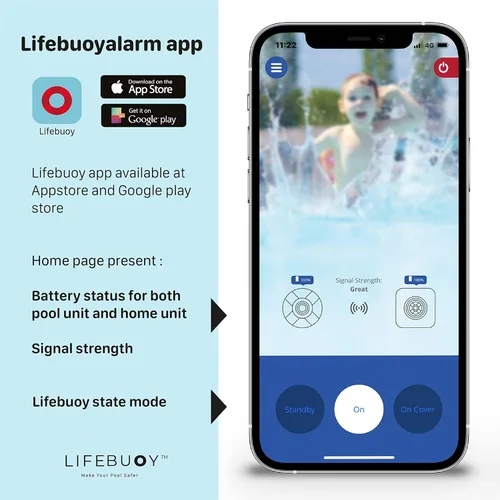Miniatura 4 de Lifebuoy Sistema de alarma de piscina - Sensor de movimiento de piscina con algoritmo avanzado - Alarma inteligente para piscina que es controlada