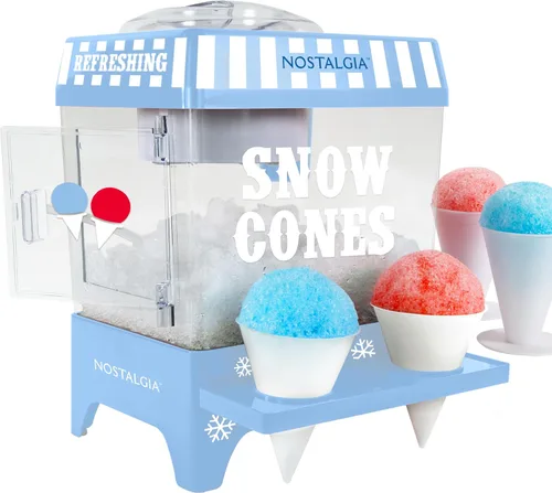 Nostalgia Máquina de Raspados de Hielo Raspado - Máquina de Granizados Retro de Mesa Hace 20 Golosinas Heladas - Incluye 2 Vasos de Plástico