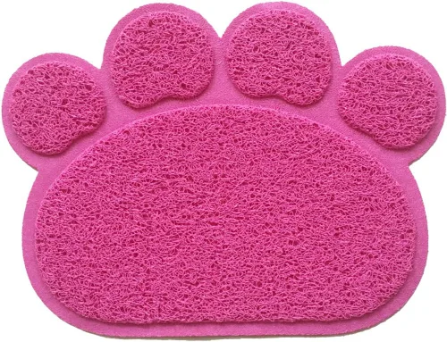 Miniatura 2 de Mantel individual de PVC para mascotas, perros, gatos, cachorros, gatitos, comida y agua, tapete antideslizante con forma de pata, color rosa