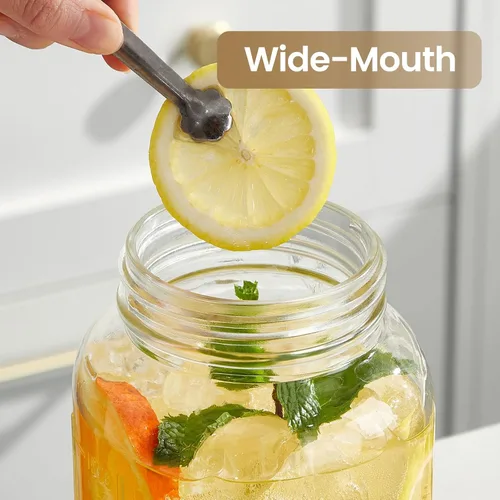 Miniatura 5 de Jarra Mason Jar de 64 onzas con tapa, boca ancha, jarra de agua de vidrio de 2 cuartos de galón con tapa, resistente, a prueba de fugas, té helado