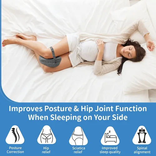 Miniatura 2 de Almohada de rodilla para dormir de lado, almohada de pierna con correa elástica, almohada de columna vertebral suave para dormir de lado, almohadas