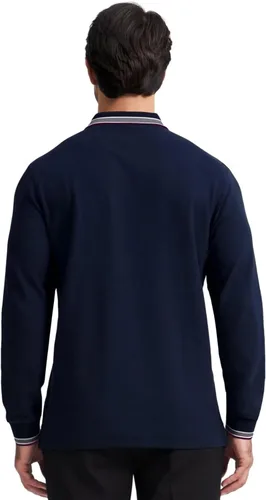 Miniatura 3 de Polo de piqué para hombre, manga larga, con punta de mezcla de algodón, casual, con cuello, ajuste clásico