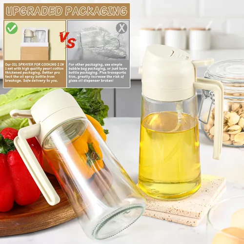 Miniatura 5 de Pulverizador de aceite para cocinar 2 piezas, dispensador de aceite 2 en 1 y rociador de aceites, utensilios de cocina - botella pulverizadora