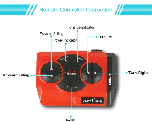 Miniatura 8 de GoolRC Mini barco submarino RC, juguete de buceo impermeable con control remoto (azul)