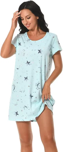 Miniatura 2 de Paquete de 3 camisones para mujer, de algodón suave, manga corta, camisas de noche con estampado para dormir
