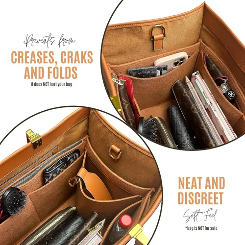 Miniatura 9 de Sunshine Tote Organizer Insert, Sunshine Shopper Medium Insert, Mini Sunshine Large Organizer, Handmade 3mm Premium Felt Snug Sturdy Gold Zipper