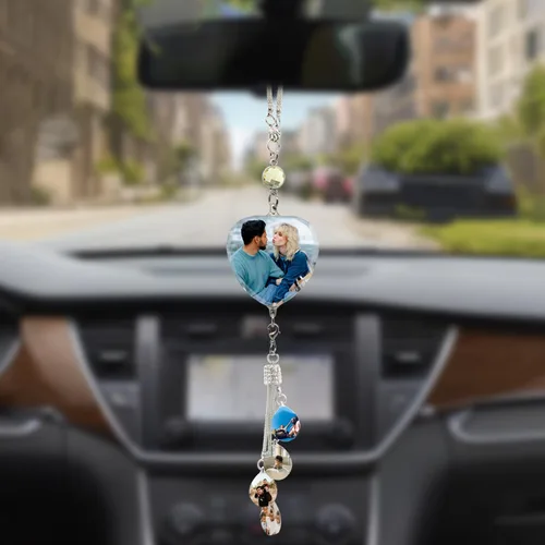Miniatura 6 de Accesorios de coche colgantes de cristal con foto personalizada para mujeres y hombres, imágenes personalizadas para espejo retrovisor del Style 17