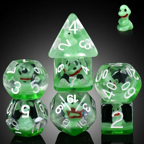 Miniatura 38 de Juego de dados de conejo DND, DNDND 7 dados poliédricos de resina con bolsa de terciopelo para juegos de rol D&D Dungeons and Dragons