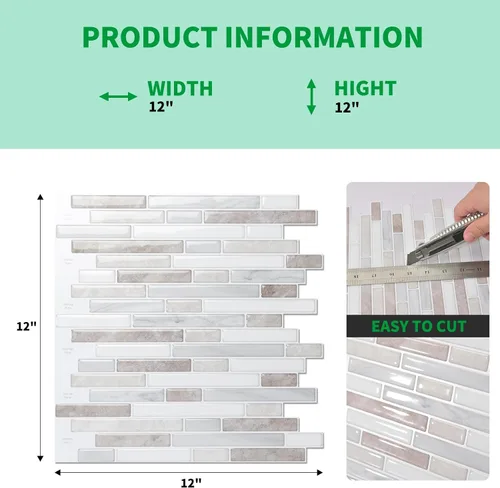 Miniatura 4 de LONGKING Protector contra salpicaduras de mármol despegable y adhesivo de 10 hojas para cocina, protector contra salpicaduras de azulejos