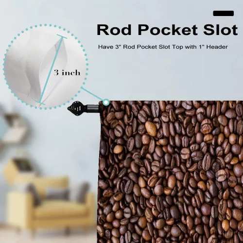 Miniatura 5 de Cortinas de café en grano de cocina, té de la tarde, con bolsillo para barra, cortinas cortas para ventana de baño, juego de 2 paneles de 27.5