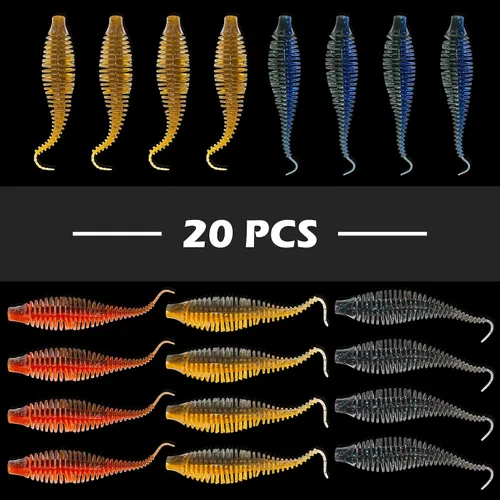 Miniatura 2 de Soft Plastic Worm Fishing Lures Kit, Finesse TRD Stick Worms and Ned Rig Baits with Jig Heads for Bass Fishing, Freshwater Bass Soft Baits