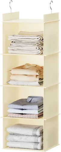 YOUDENOVA Organizador colgante de armario, 4 estantes colgantes para armario, color beige