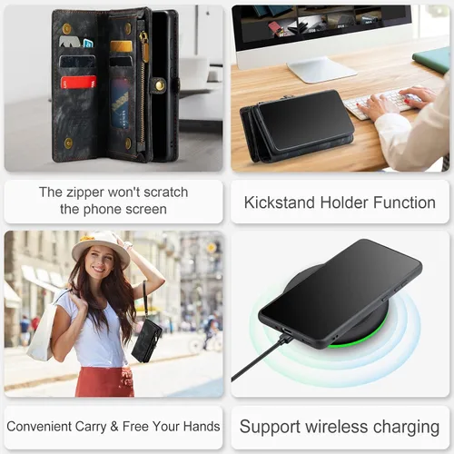 Miniatura 6 de Asuwish Funda de teléfono para Samsung Galaxy S20 Glaxay S 20 5G UW 6.2 pulgadas con cremallera, funda desmontable con protector de pantalla de Negro